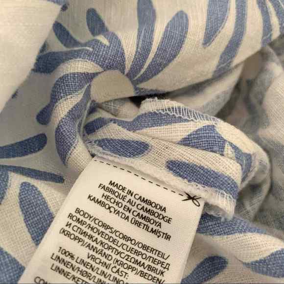 New $398 Ralph Lauren 100% Linen Long Floral Maxi Dress White Blue Size 2 - Picture 12 of 12